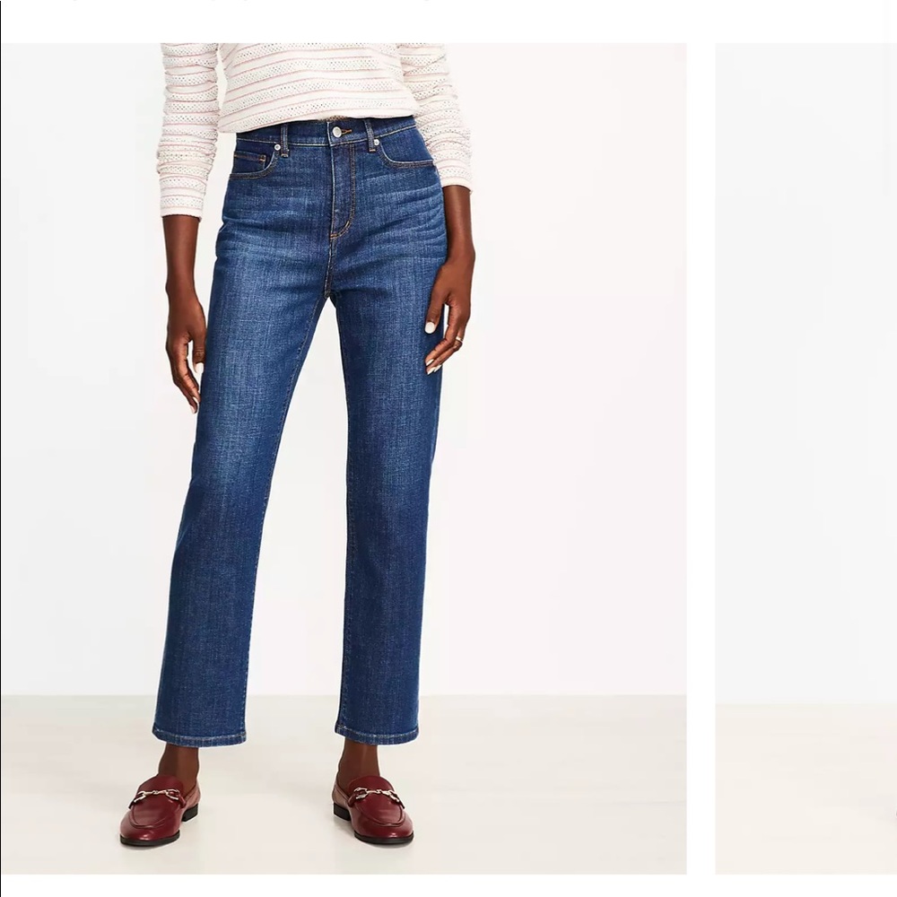 LOFT Curvy High Waist Straight Crop Jeans
